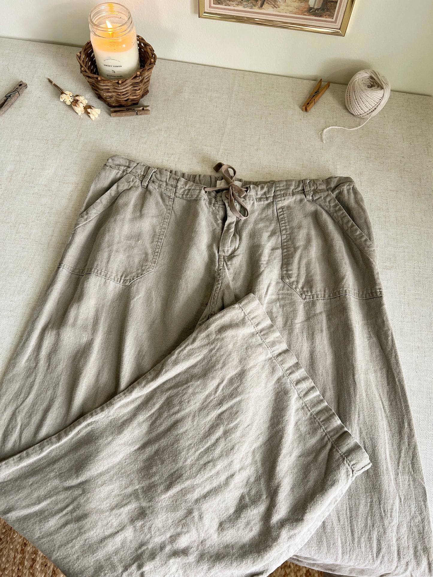 Sage Linen Pants (XL)