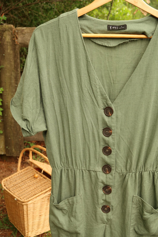 Linen Blend Romper (S)