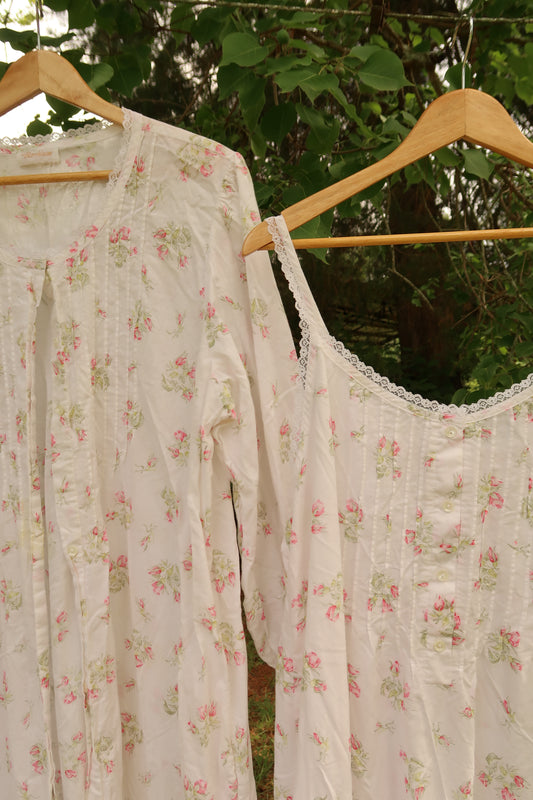 Vintage Floral Nightgown Set (1X/2X)