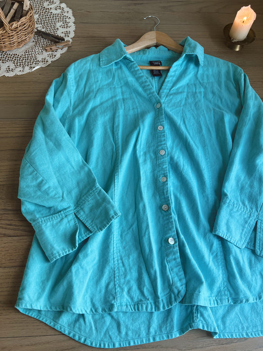 Teal Linen Button Up (XL)