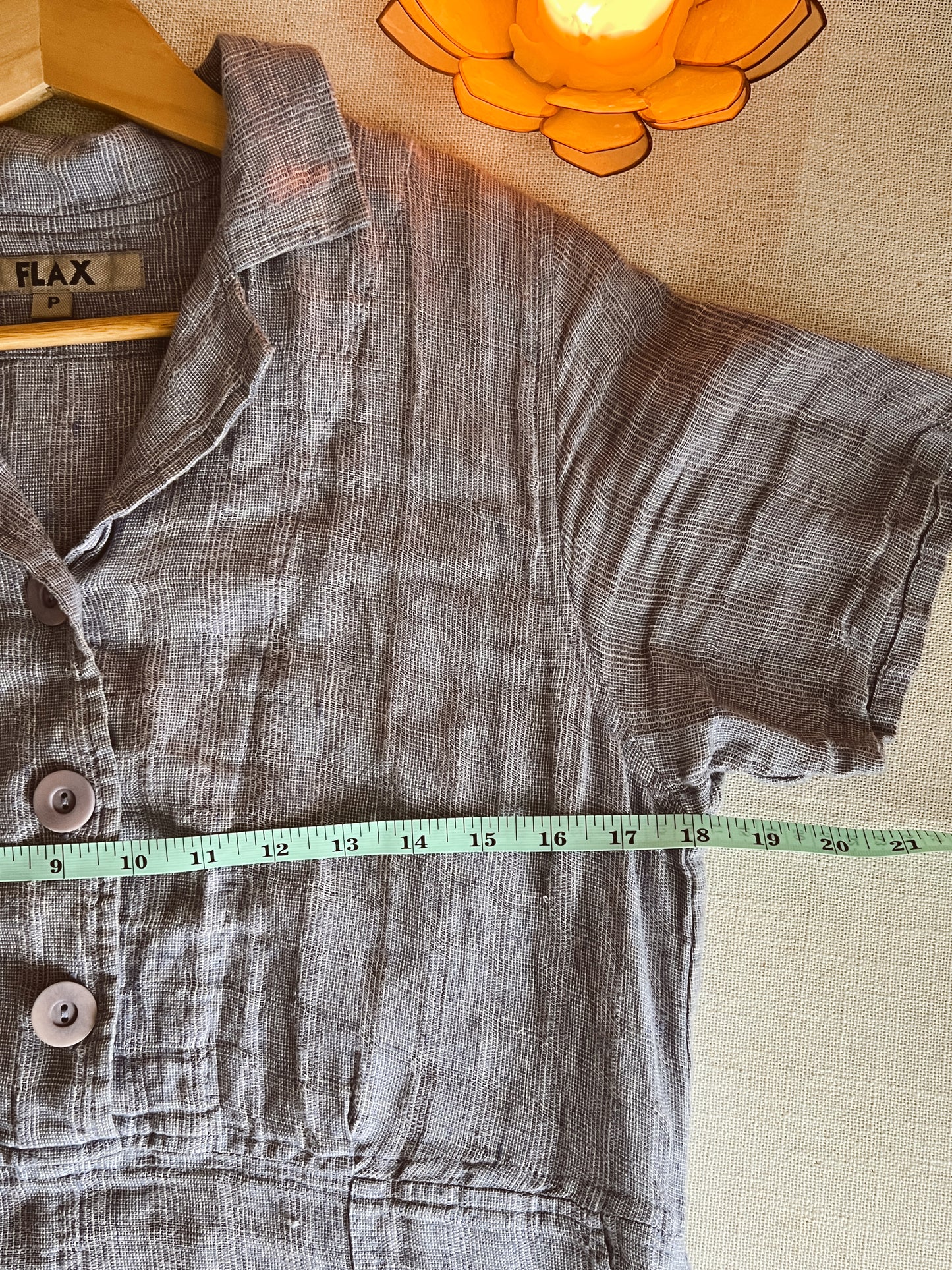 Vtg Flax Linen Dress (M)