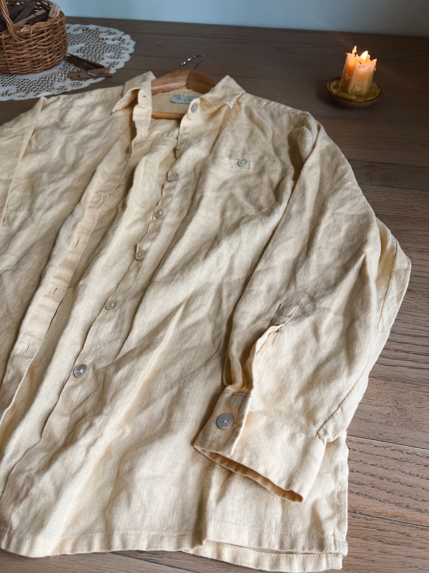 Butter Yellow Linen Blouse (S)