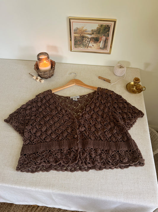 Chocolate Brown Knit Cardigan (1X/2X)