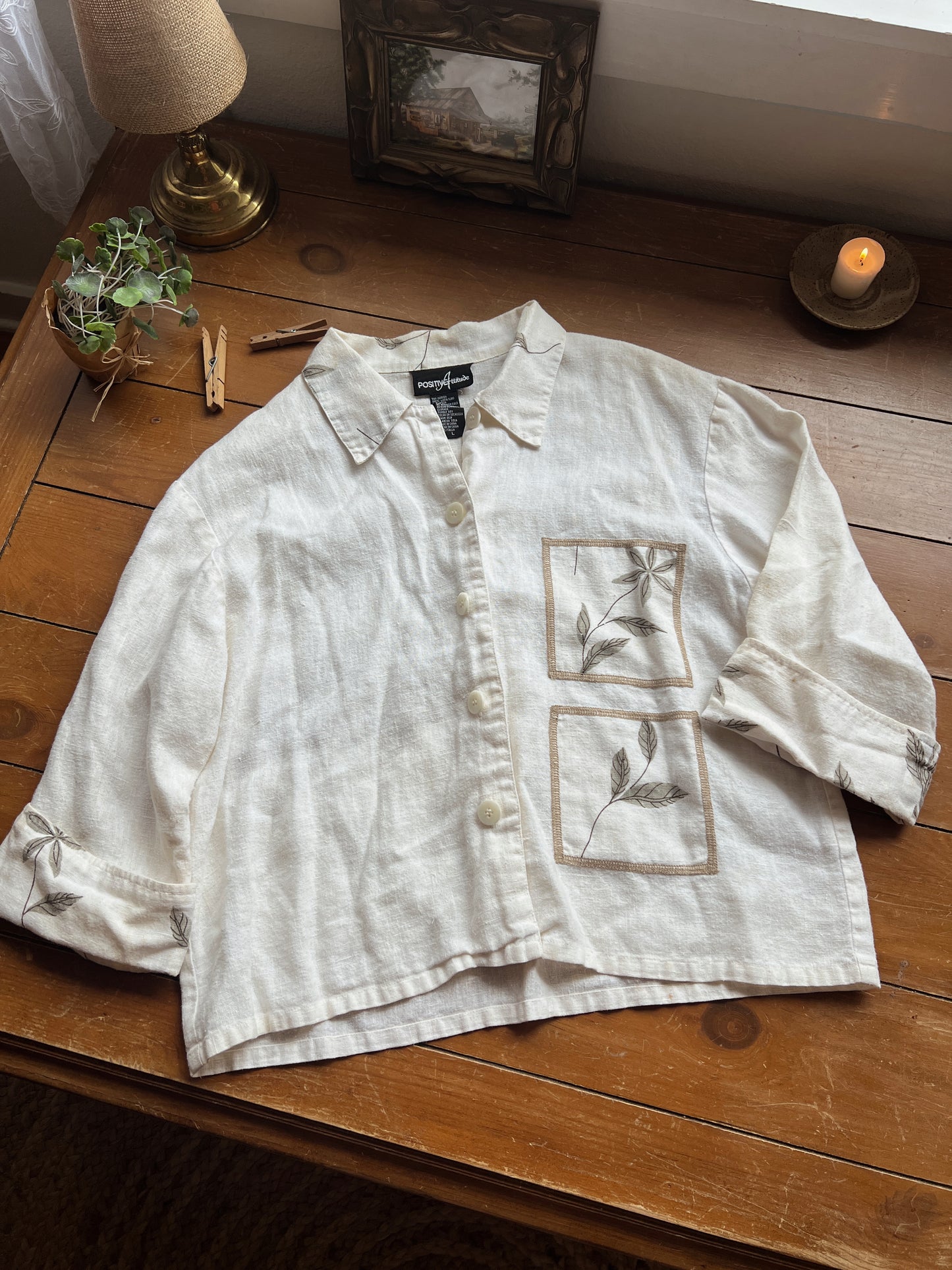 Vtg Linen Blouse (L)