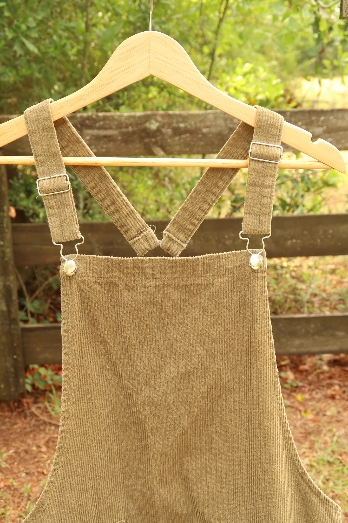 Olive Corduroy Overall Dress (M)