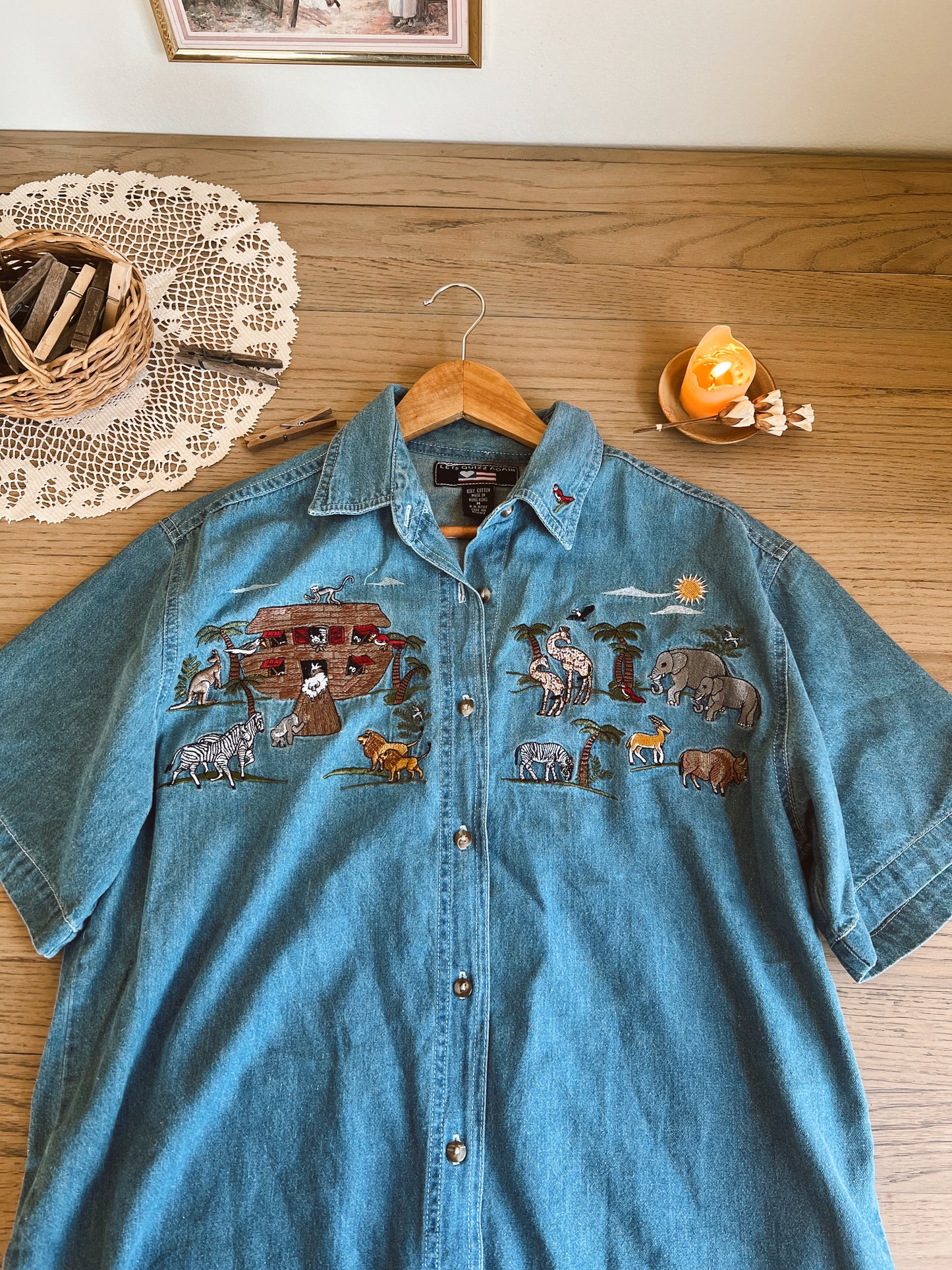 Precious Noah’s Ark Denim Button Up (M)