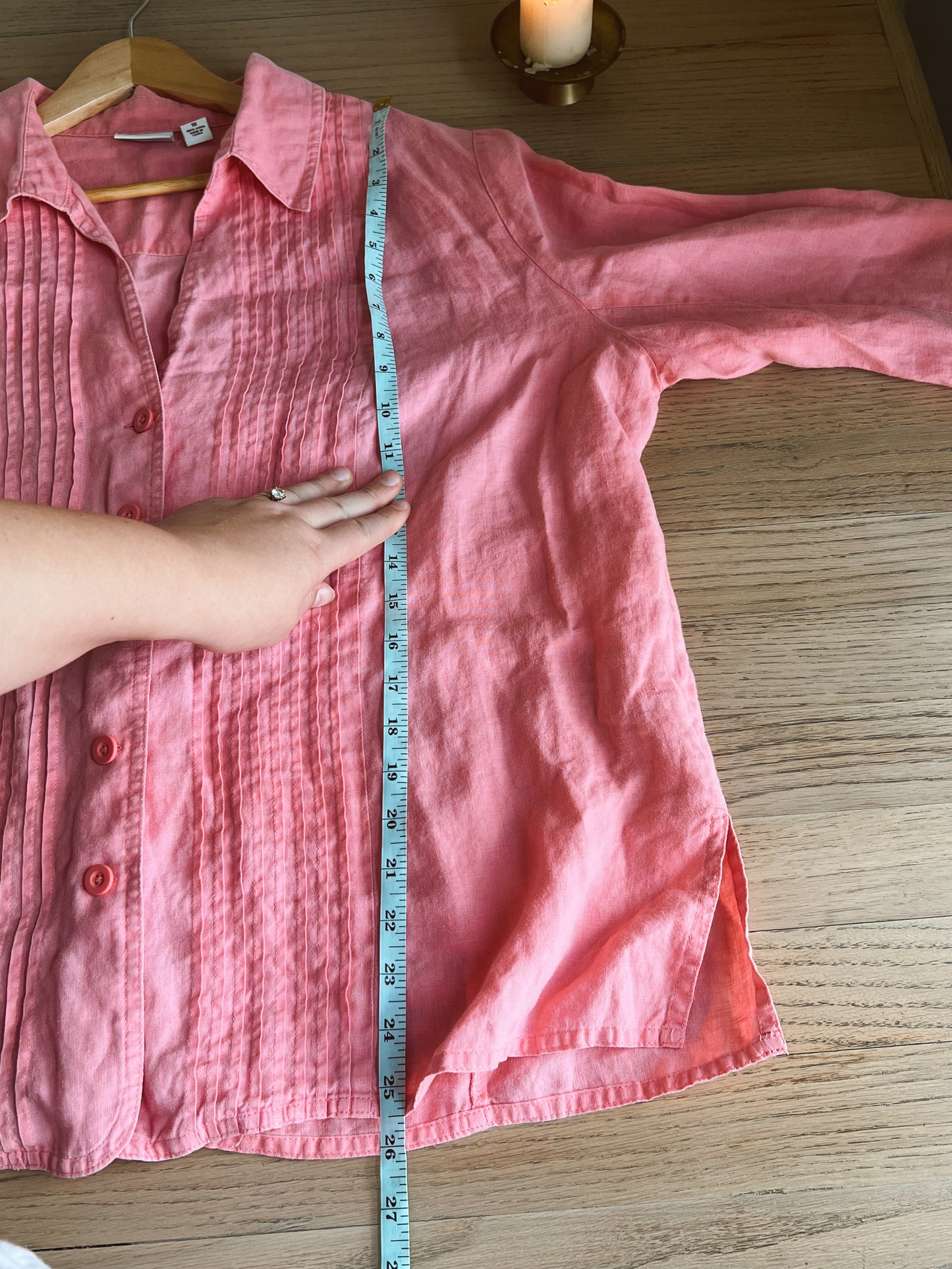 Watermelon Pink Linen Blouse (XL)