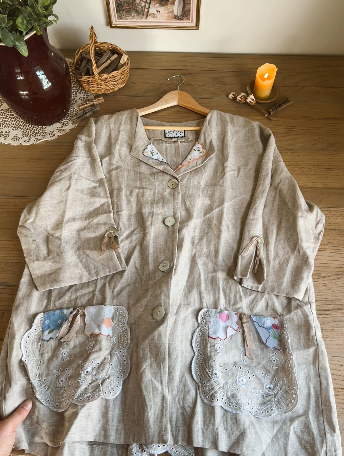 Gorgeous Upcycled Linen Blouse (XL)