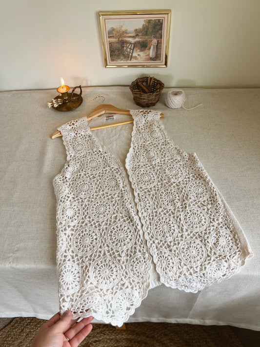 Vtg Crochet Vest (L)