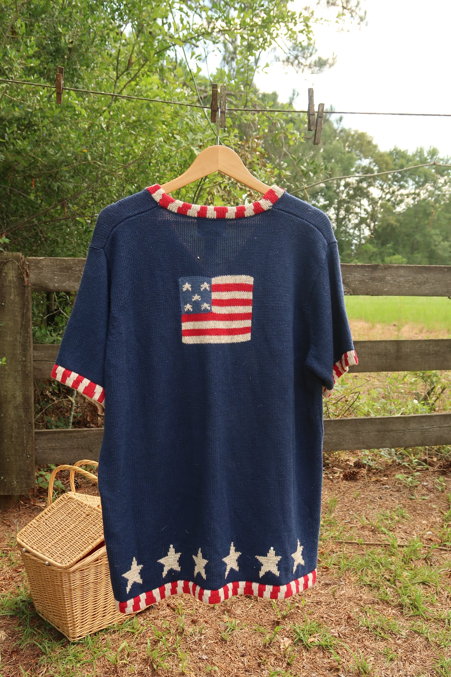 Vintage American Flag Knit Blouse (L)