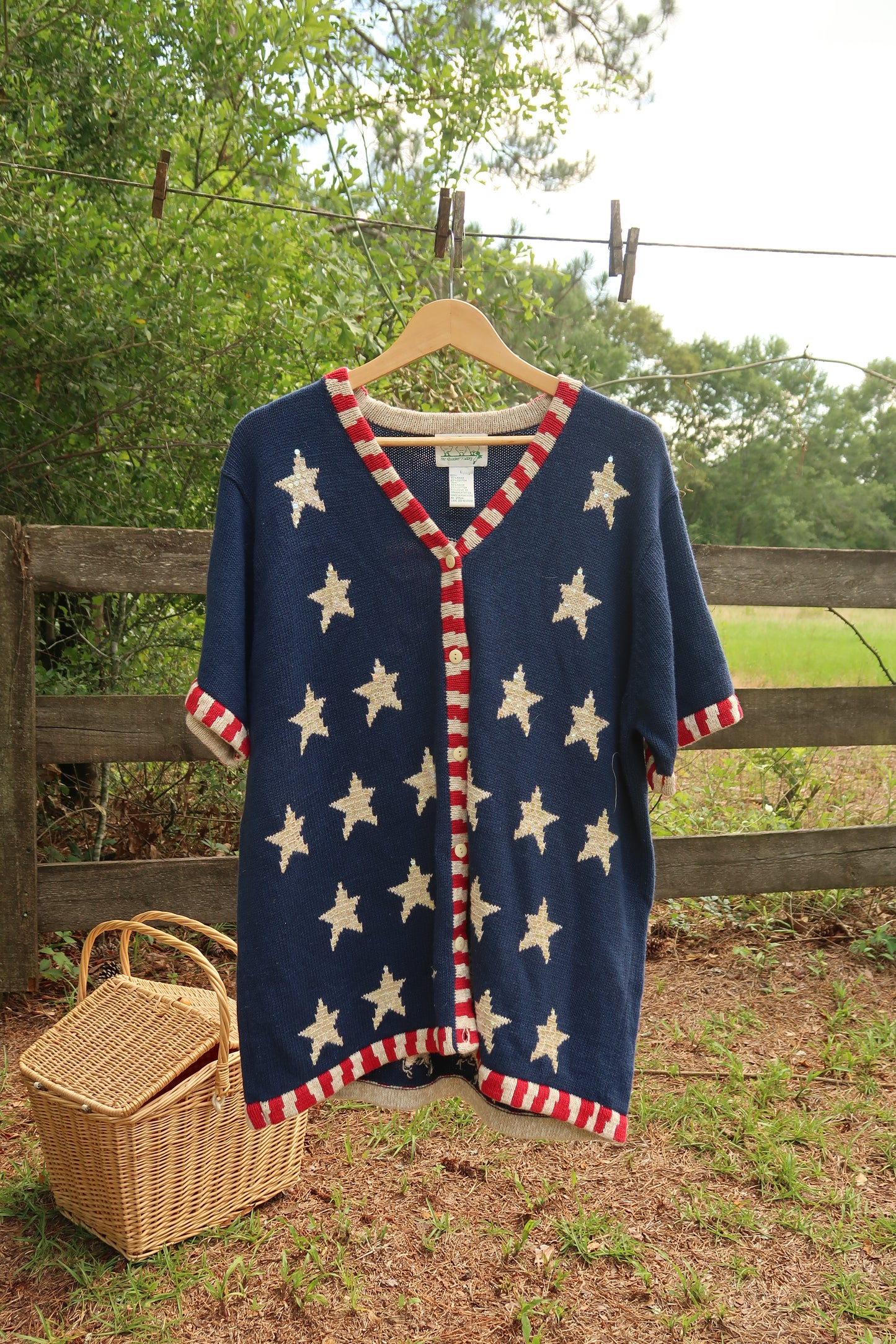 Vintage American Flag Knit Blouse (L)