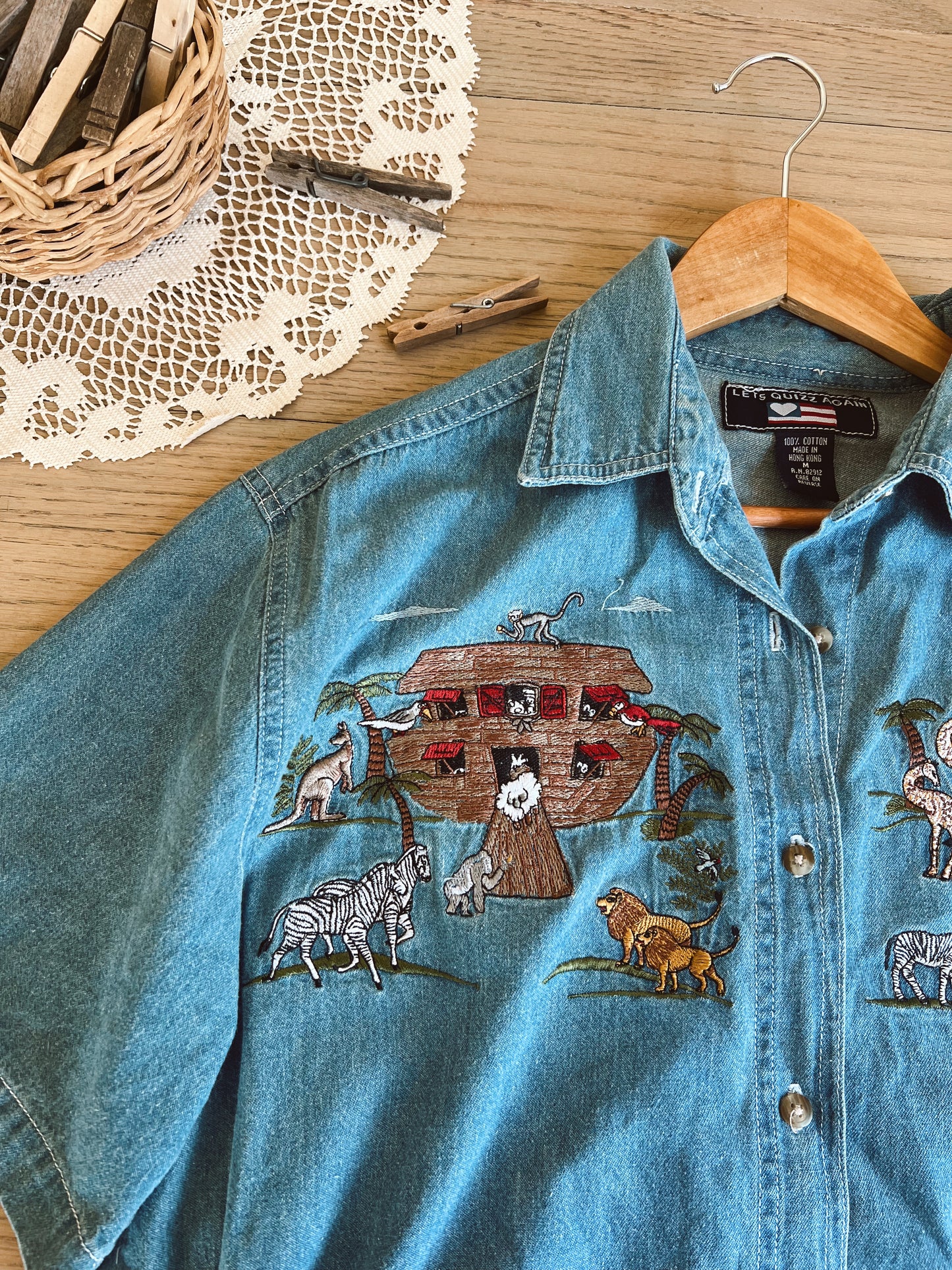 Precious Noah’s Ark Denim Button Up (M)