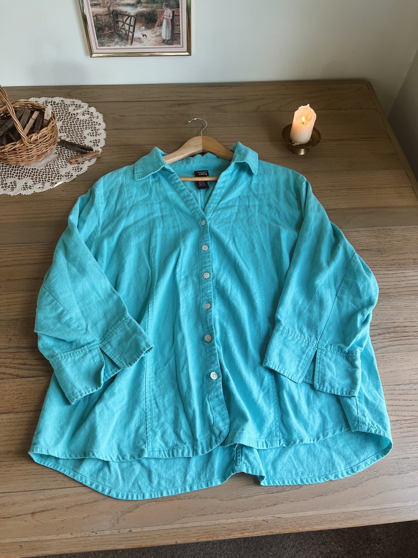 Teal Linen Button Up (XL)