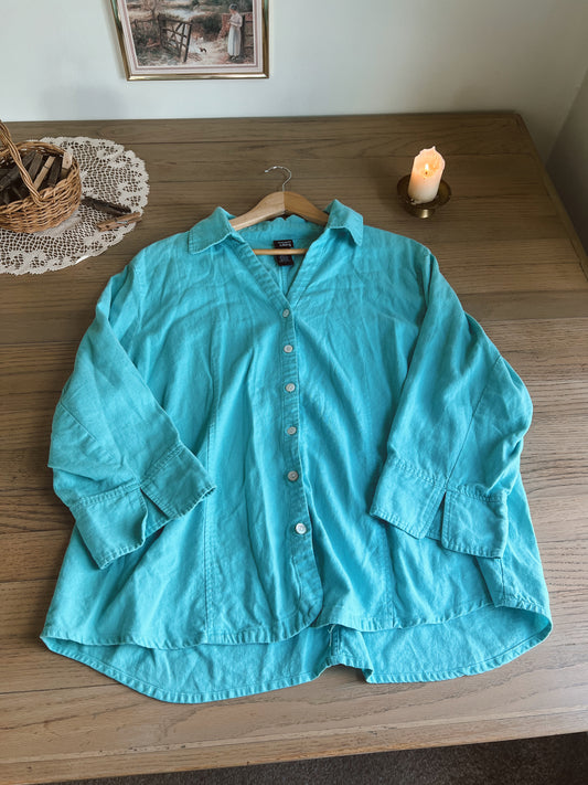 Teal Linen Button Up (XL)