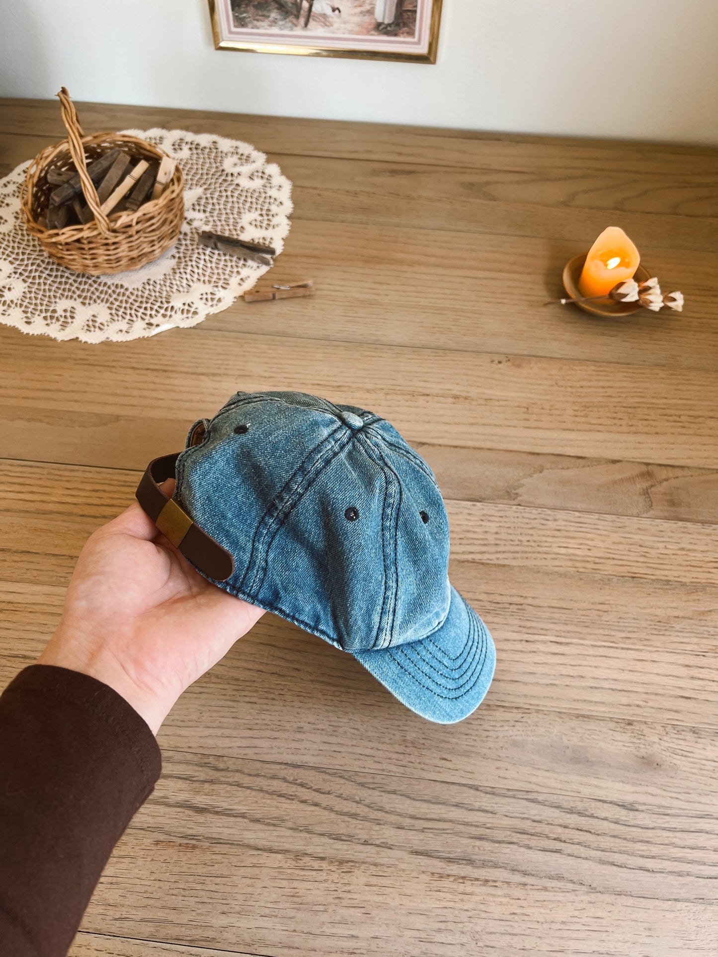 Denim Hat/Leather Buckle (OSFM)