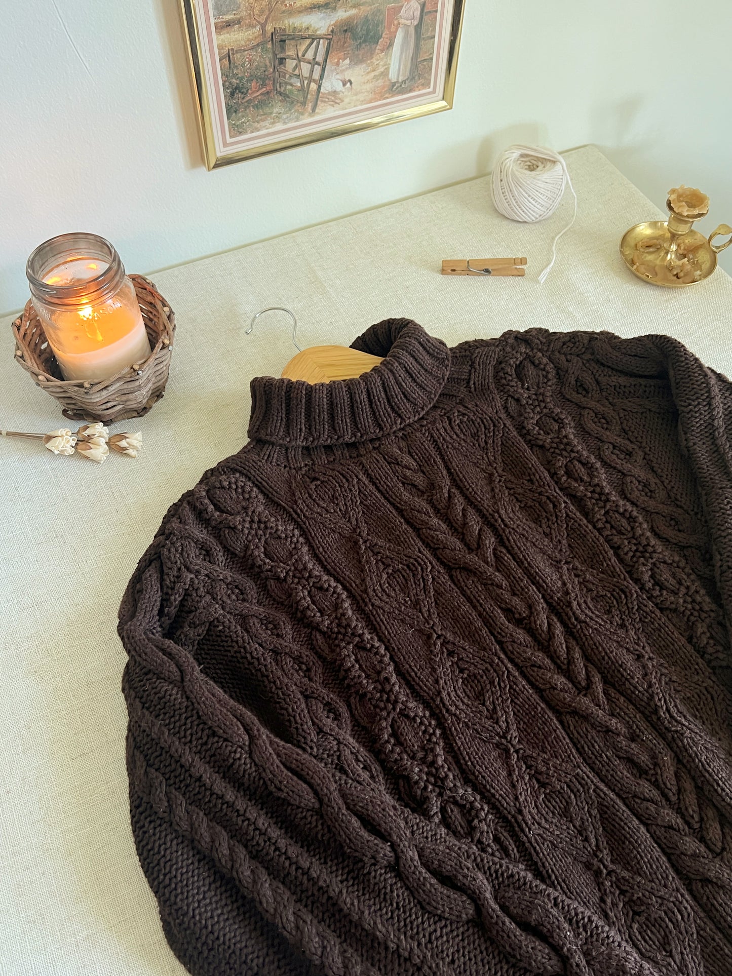 Vintage Cable Knit Sweater (S)
