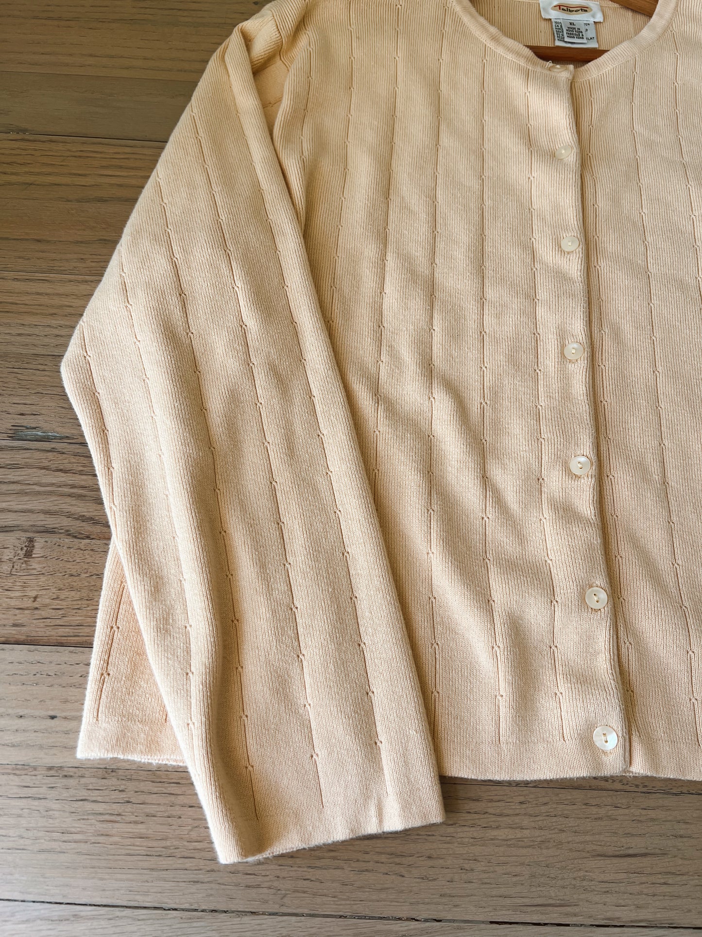 Vtg Butter Yellow Tee & Cardigan (XL)