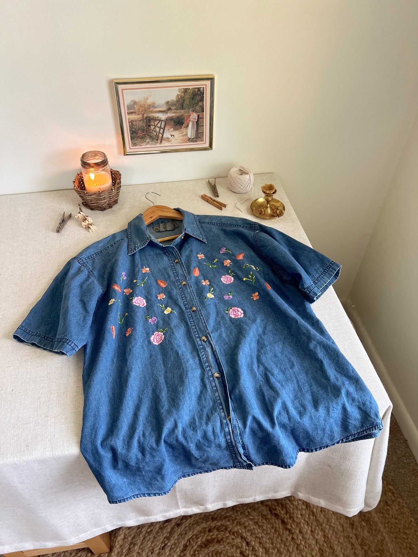 Vtg Denim Button Up (L)