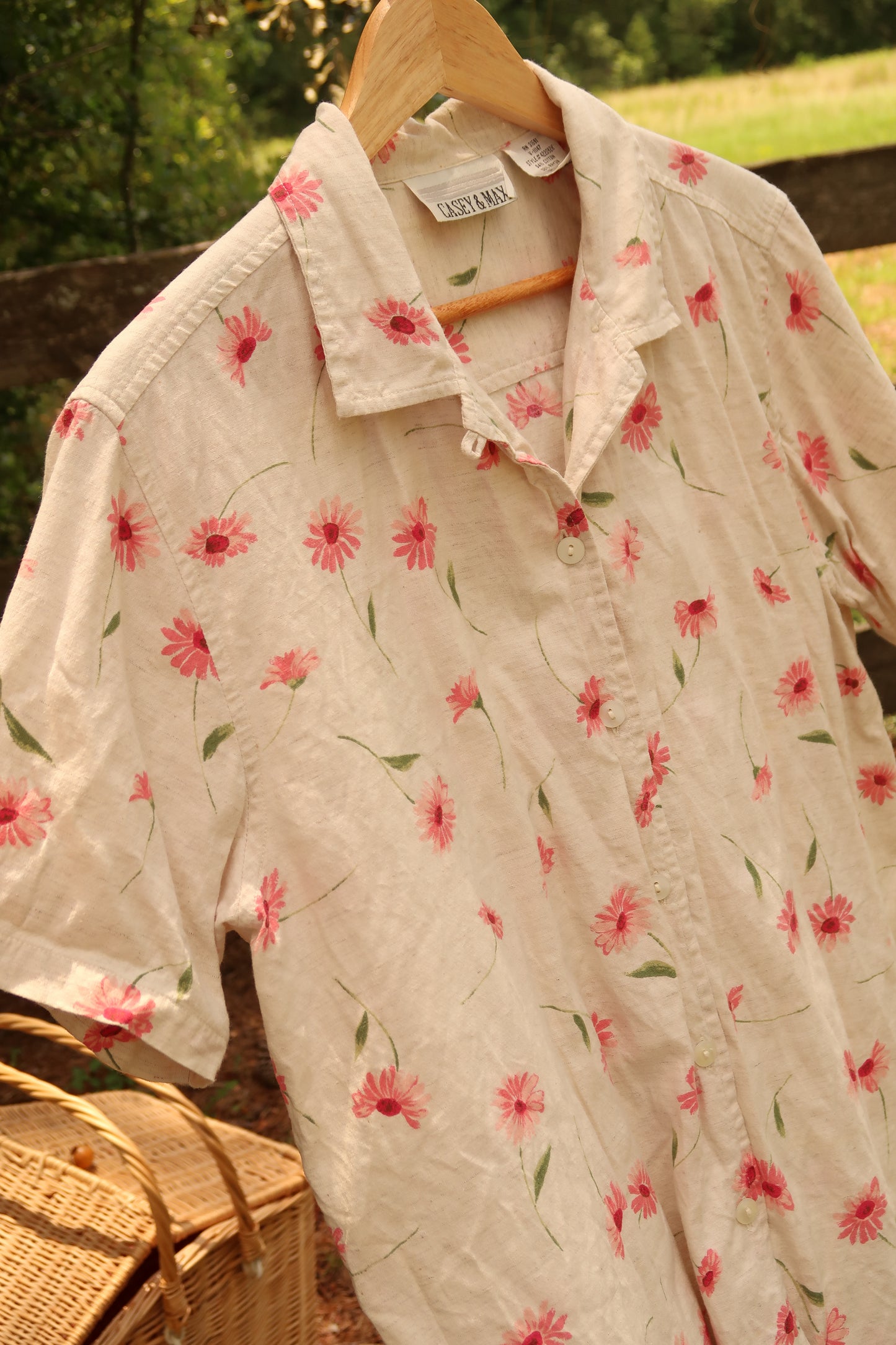 Linen/Cotton Floral Button Up (L)