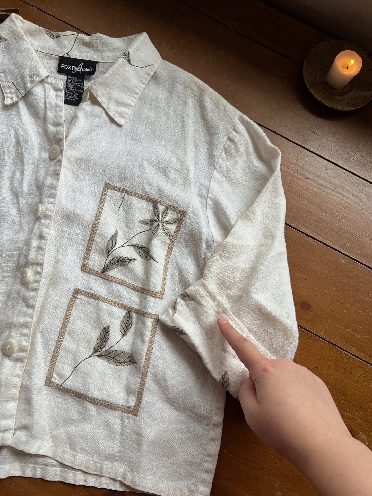 Vtg Linen Blouse (L)