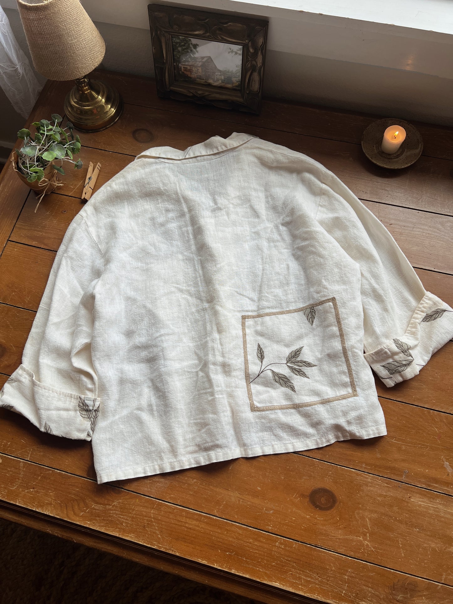 Vtg Linen Blouse (L)