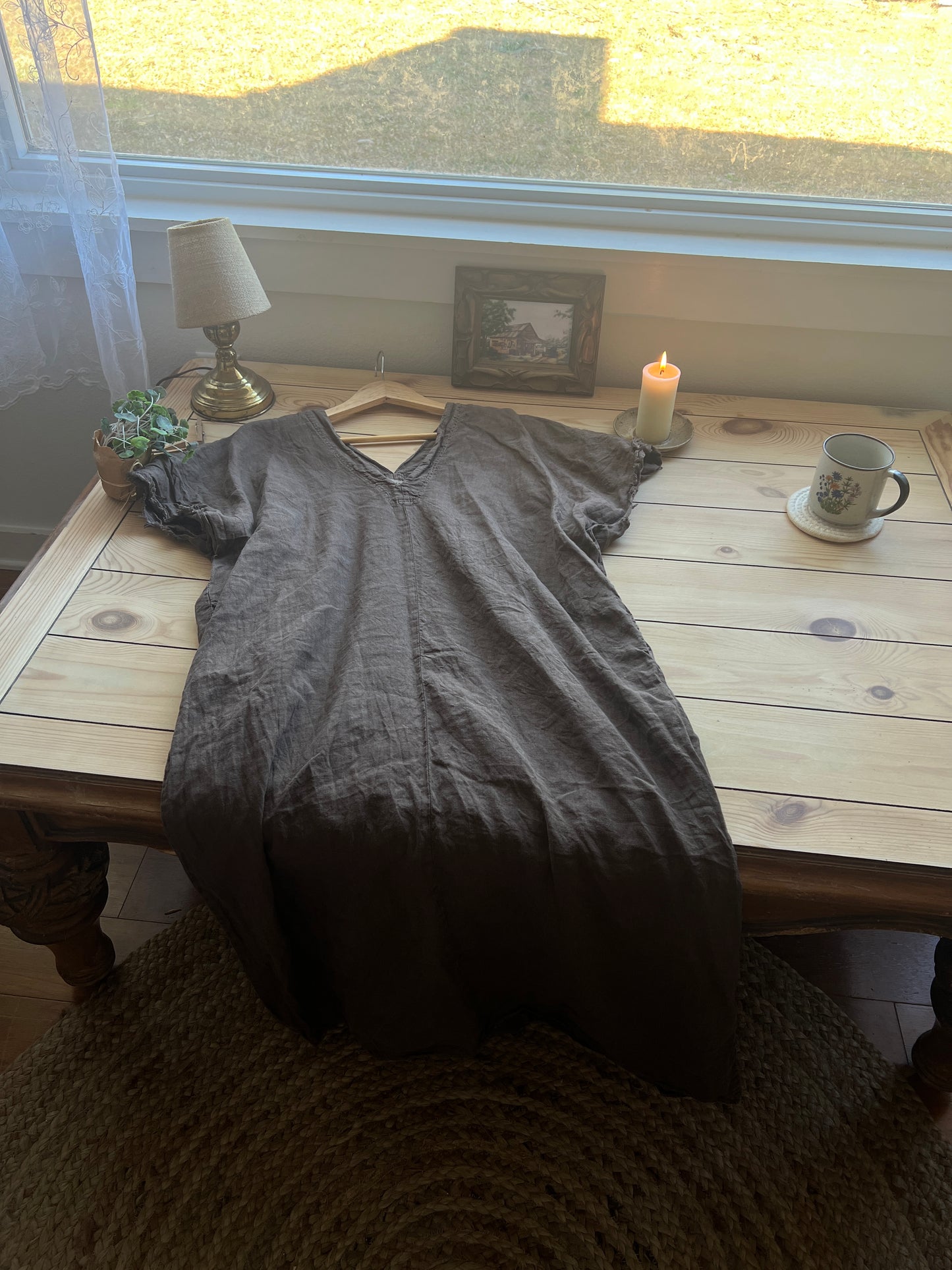 Chocolate Brown Linen Dress