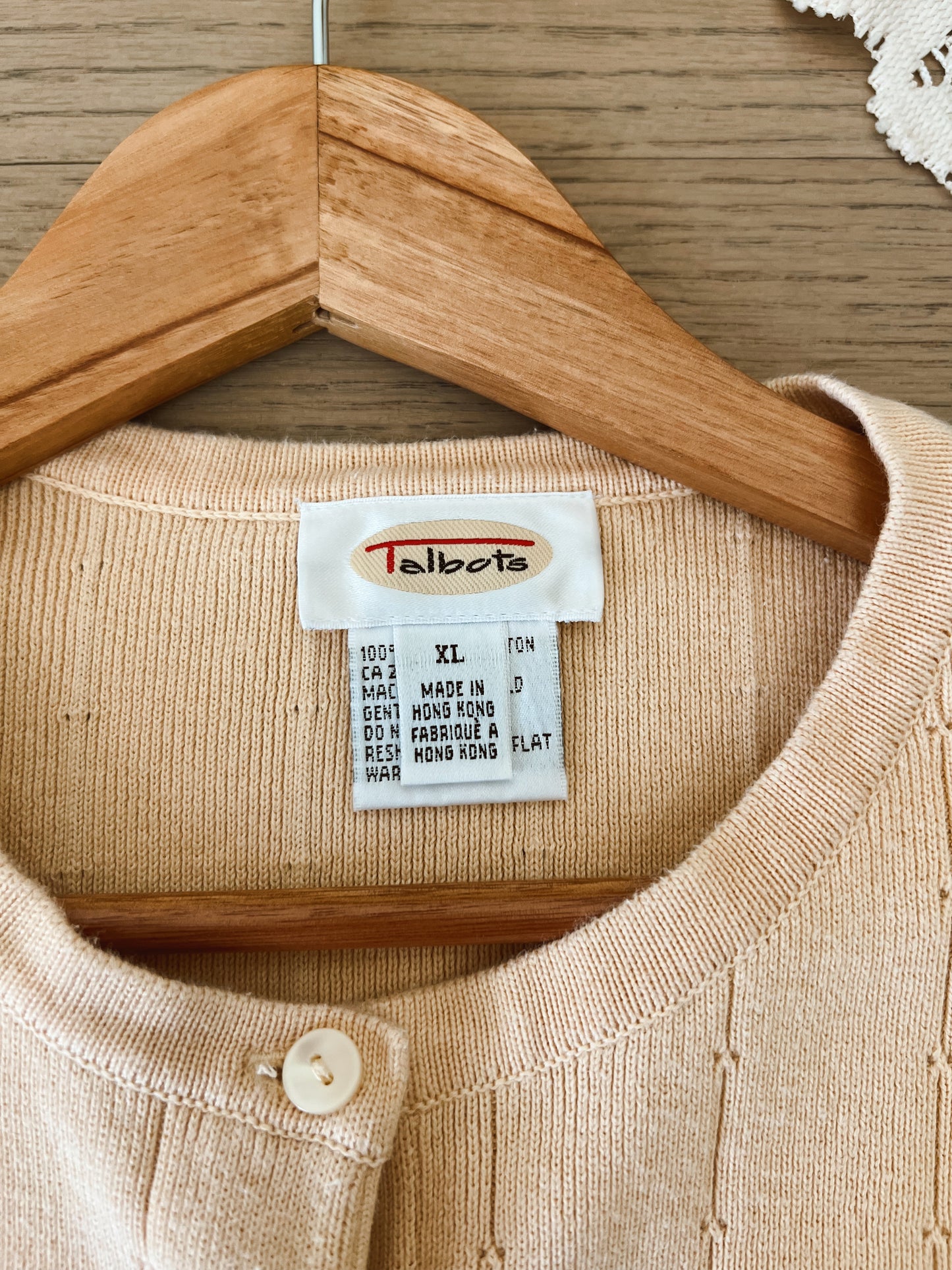 Vtg Butter Yellow Tee & Cardigan (XL)