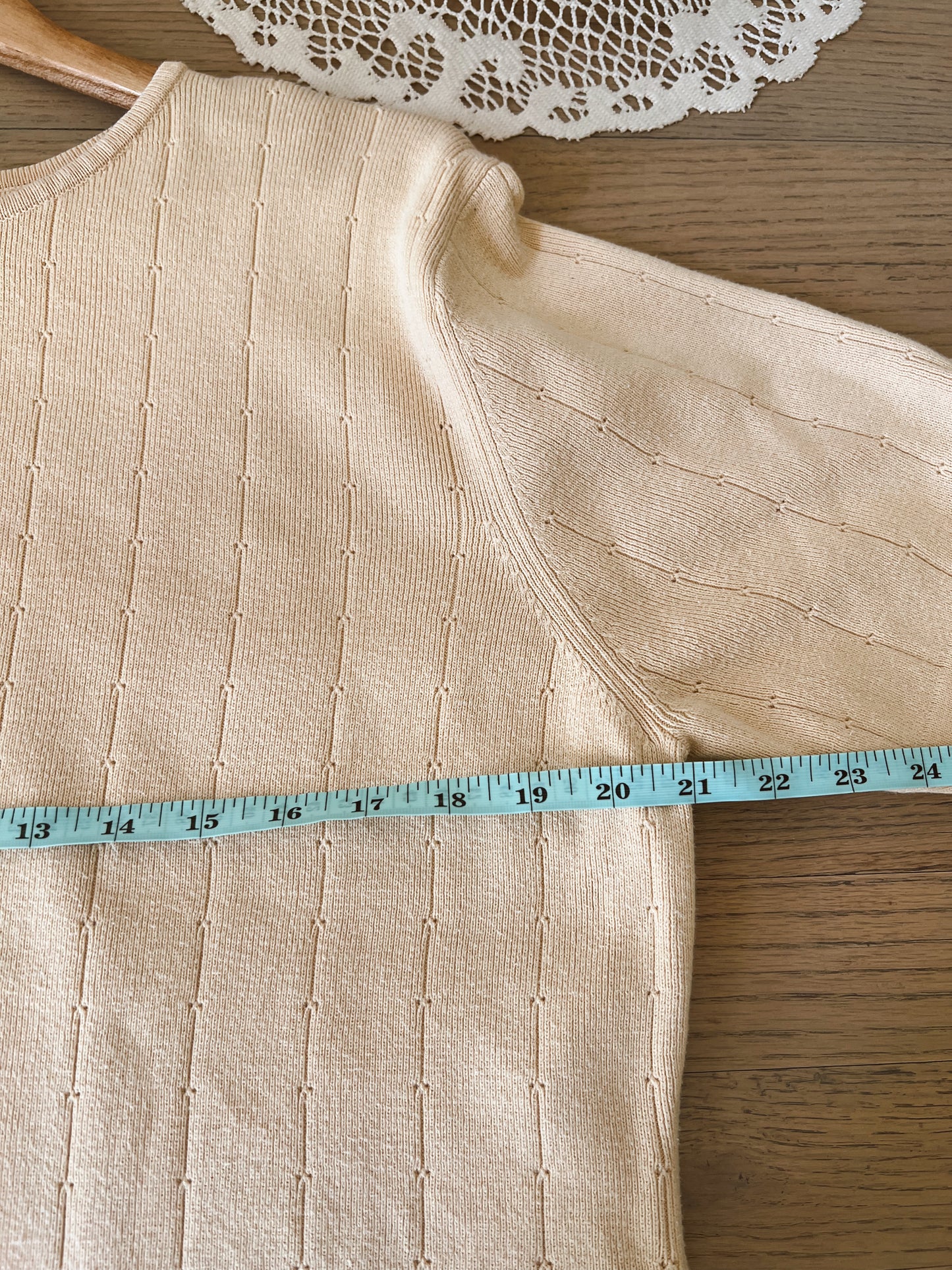 Vtg Butter Yellow Tee & Cardigan (XL)