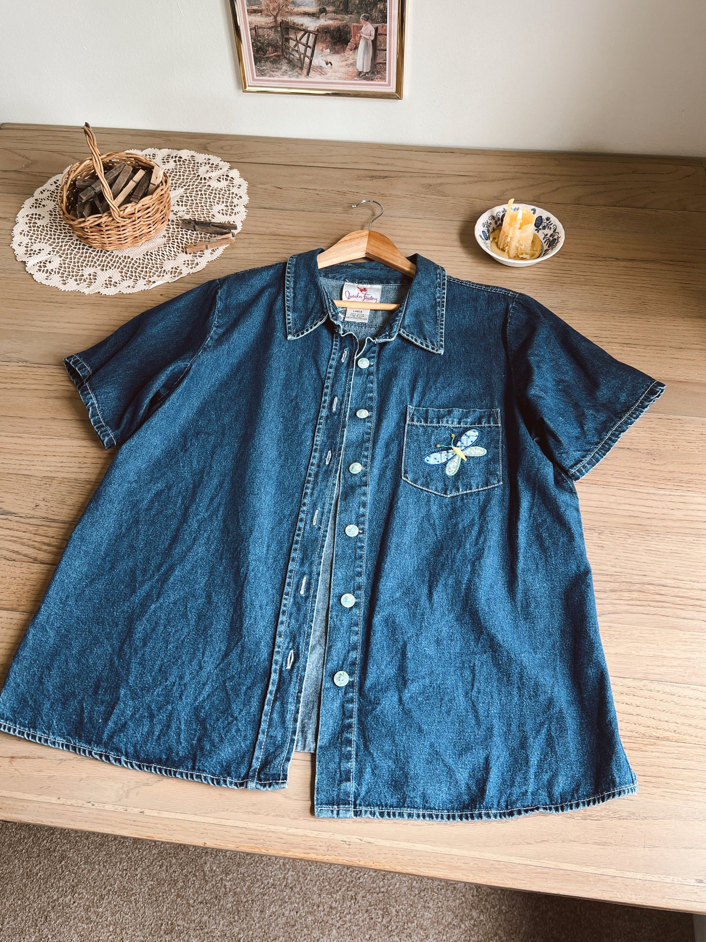 Vintage Denim Button Up(L)