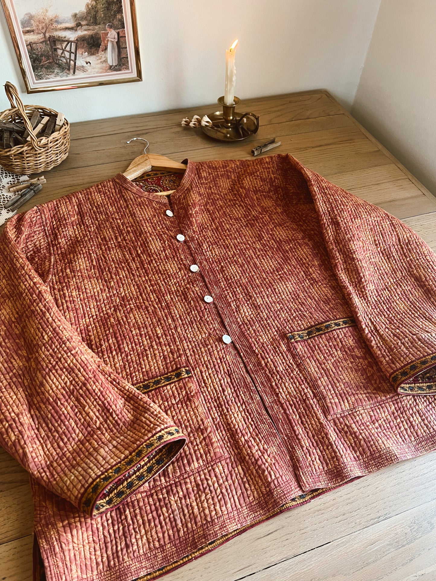 Handmade Reversible Quilted Jacket (XL)