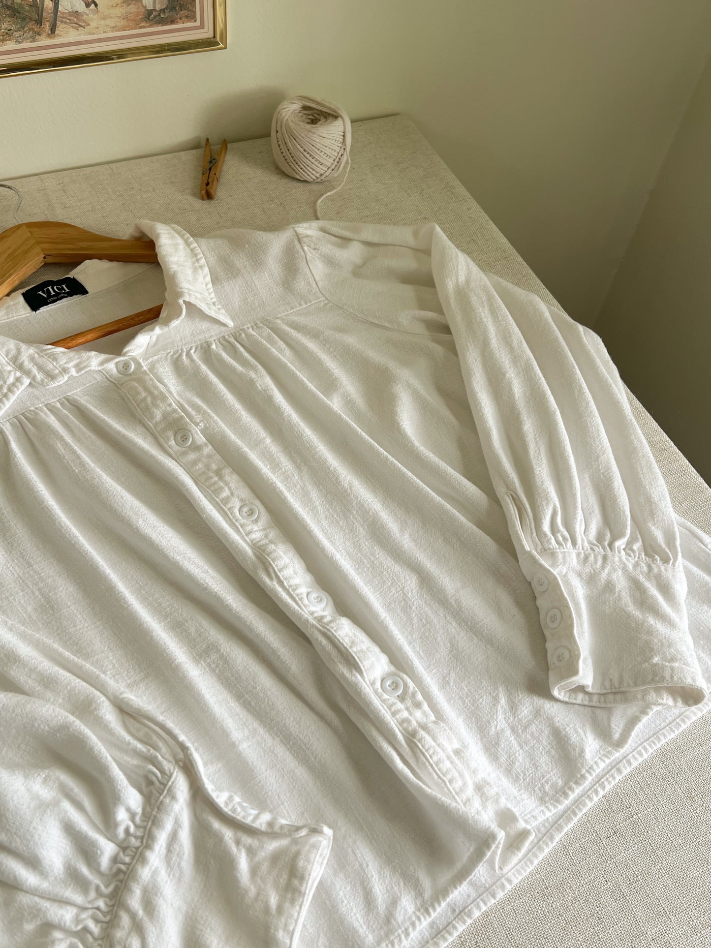 Linen Blend Blouse (L/XL)