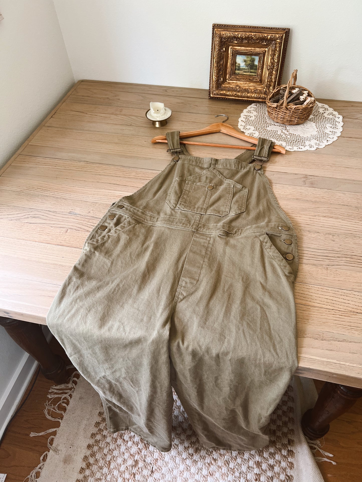 Sage Green Denim Overalls (XL)
