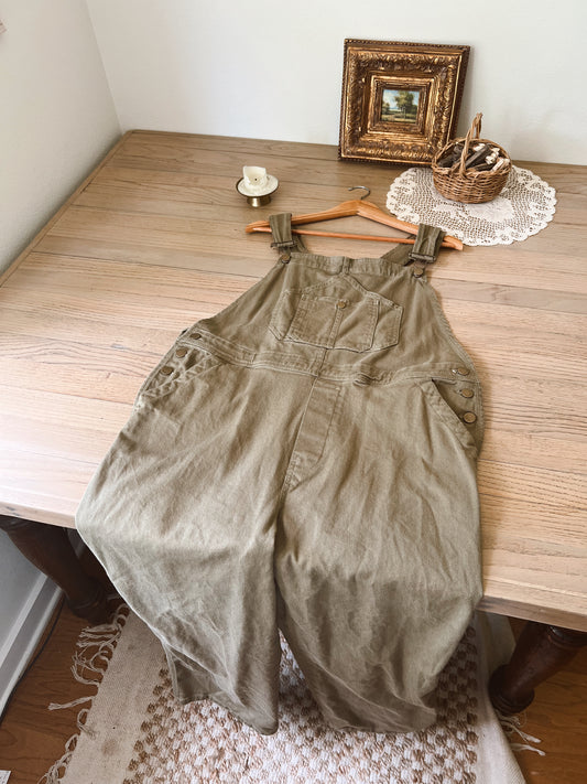 Sage Green Denim Overalls (XL)