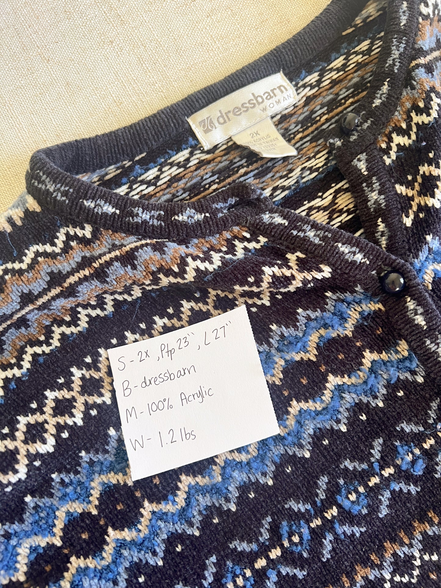 Blue Button Up Sweater (2X)