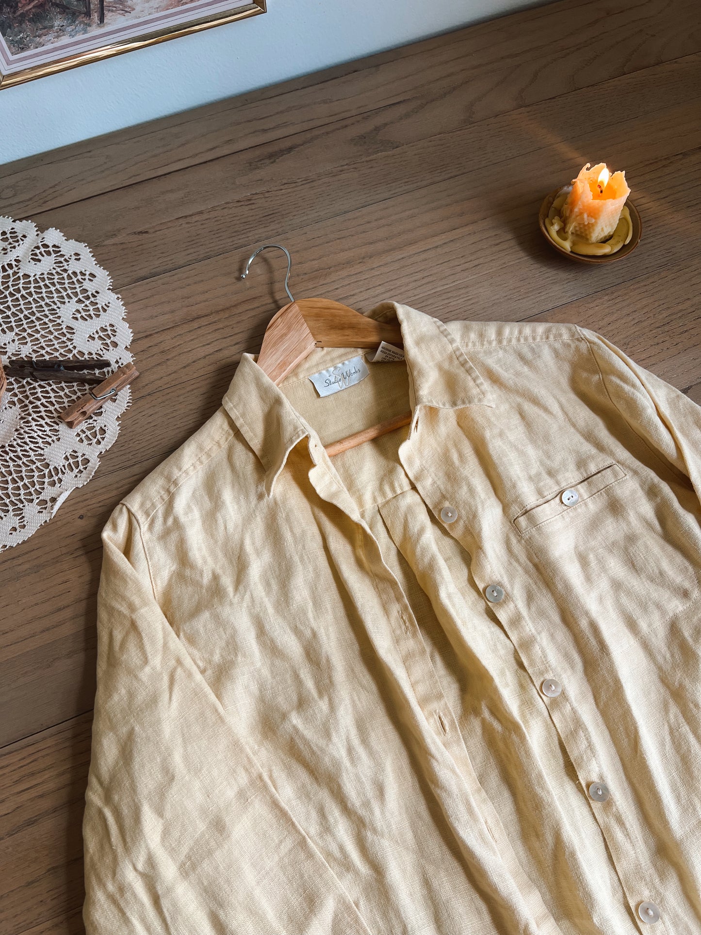 Butter Yellow Linen Blouse (S)