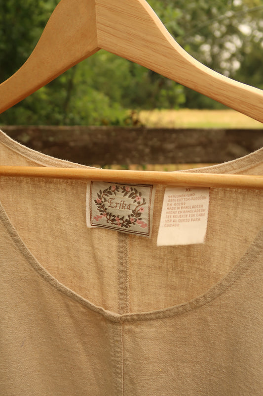 Vintage Linen/Cotton Blend Dress (XL)