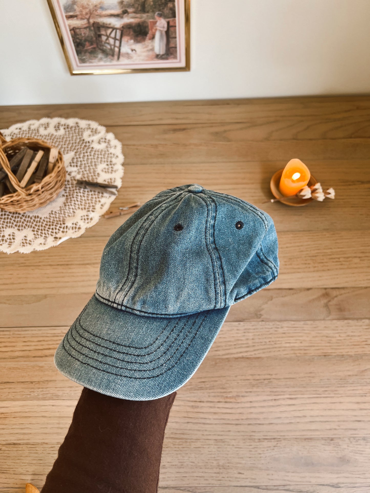 Denim Hat/Leather Buckle (OSFM)