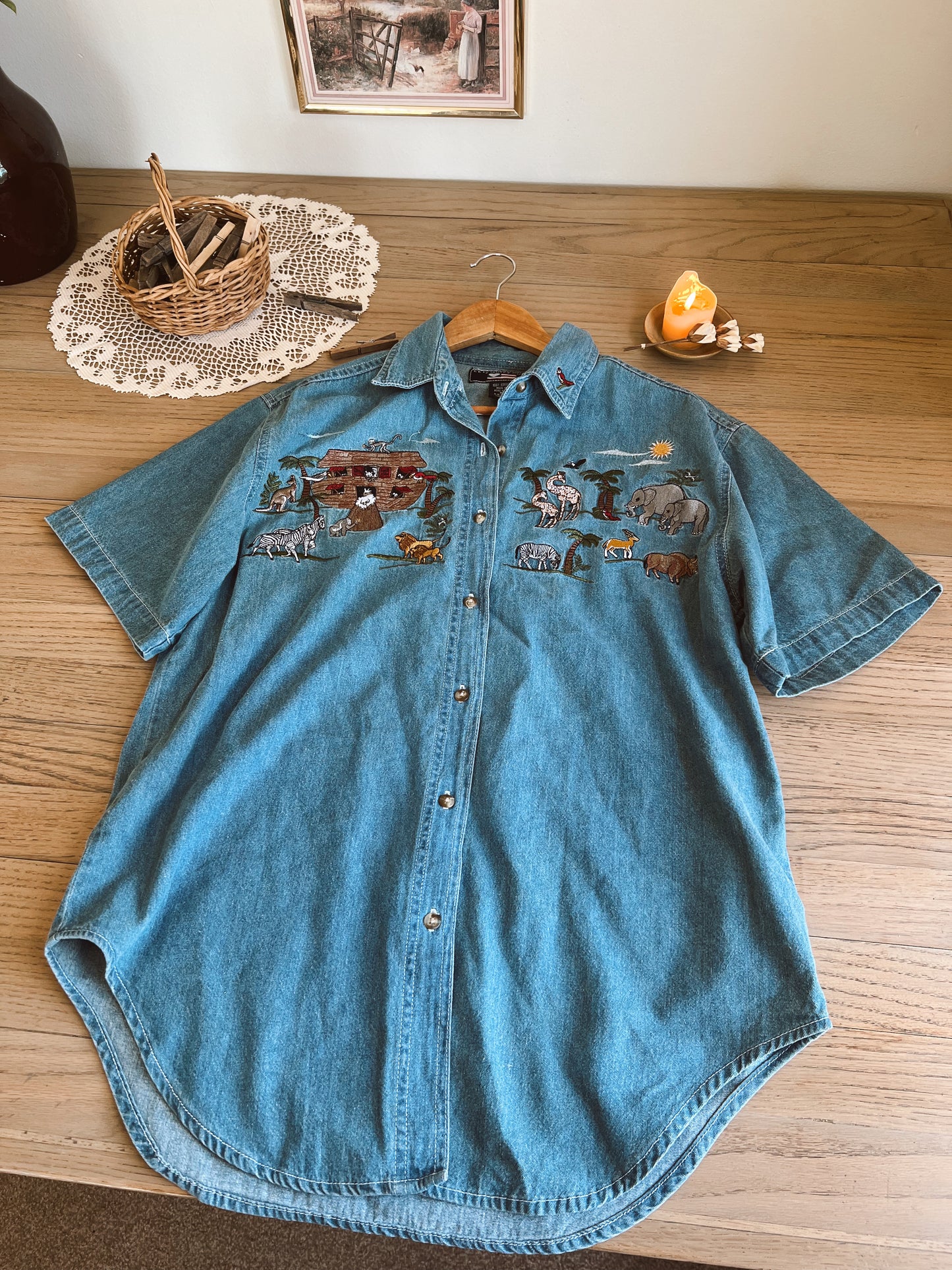 Precious Noah’s Ark Denim Button Up (M)