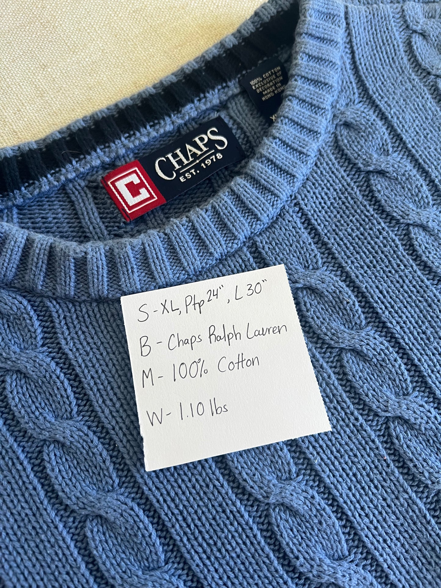 Classic Ralph Cable Knit Sweater (XL)