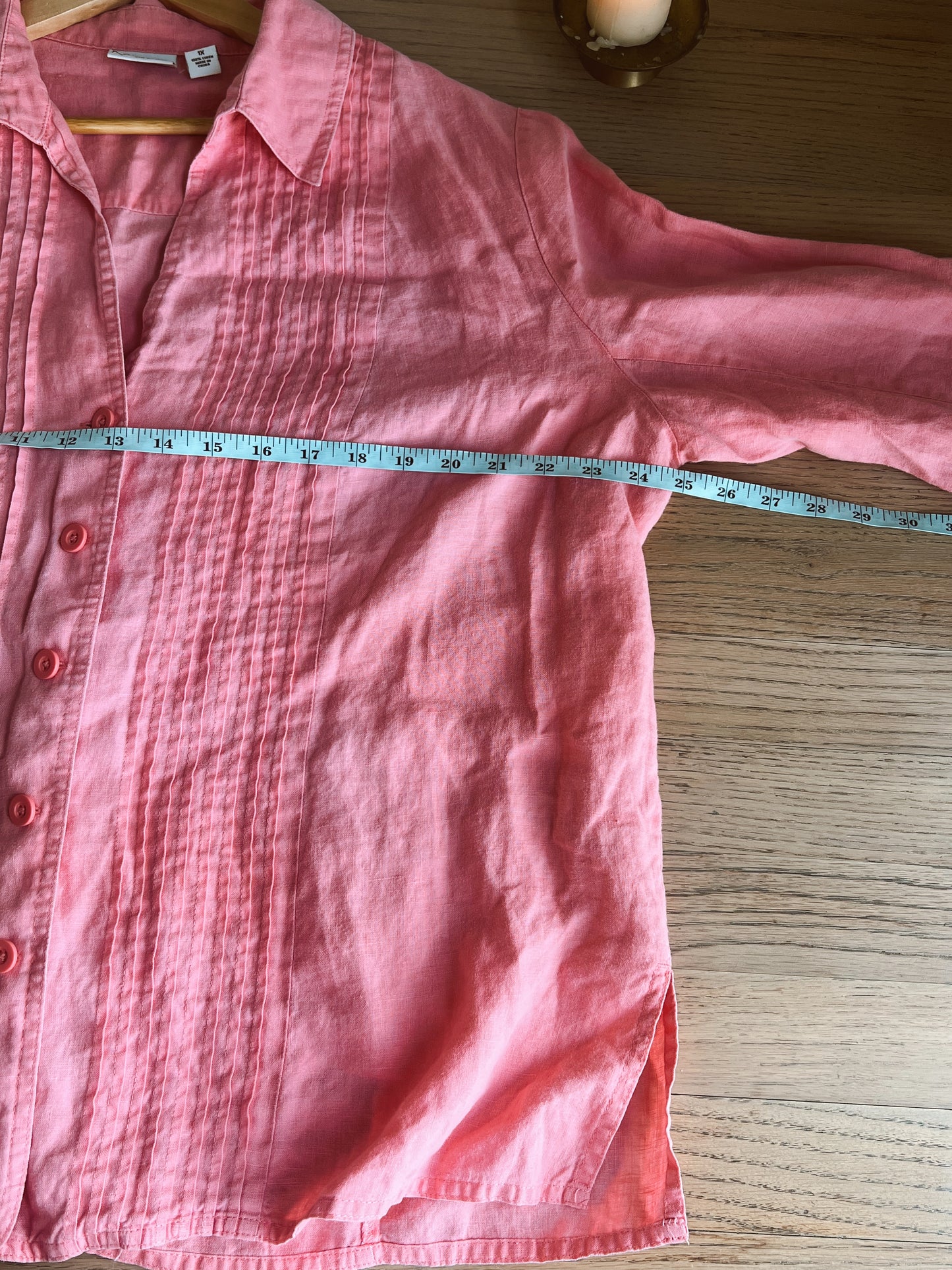 Watermelon Pink Linen Blouse (XL)