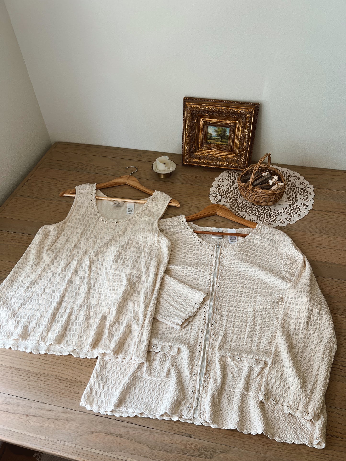 Dainty Silk Tank & Cardigan (XL)