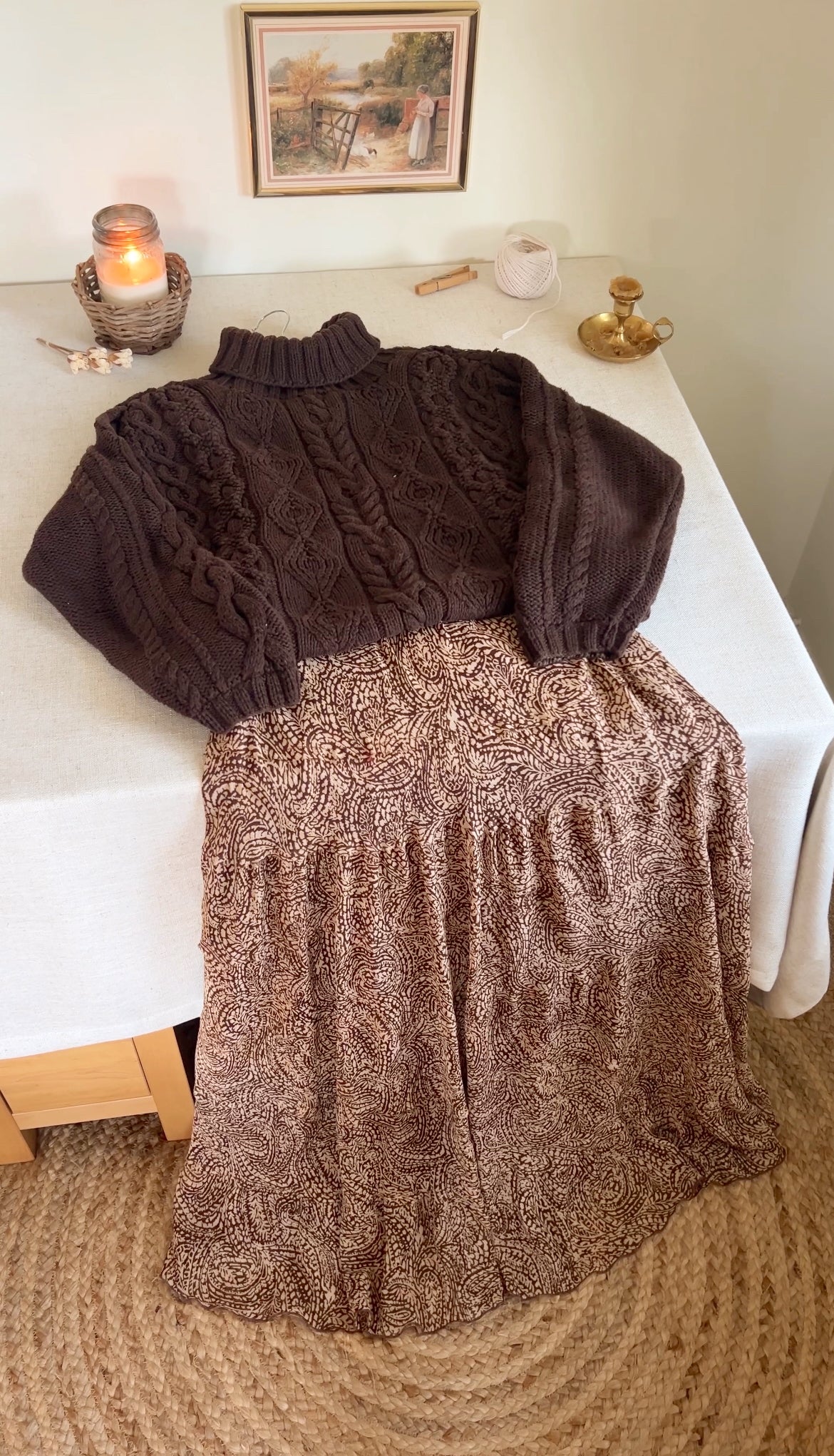 Vintage Cable Knit Sweater (S)