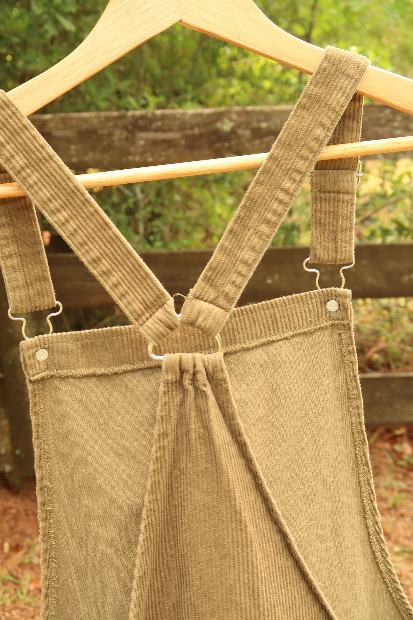 Olive Corduroy Overall Dress (M)