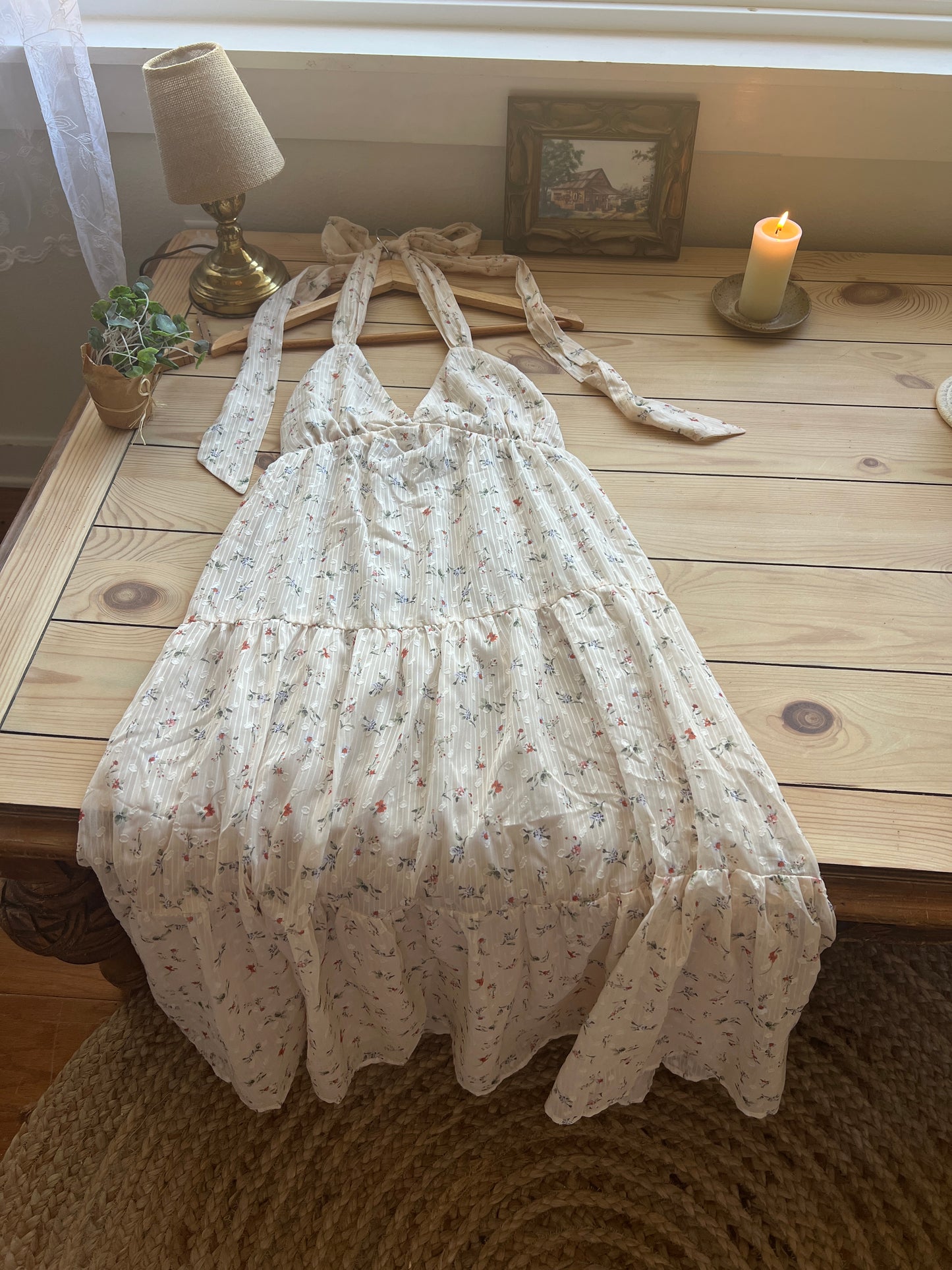Cream Floral Dress (S)