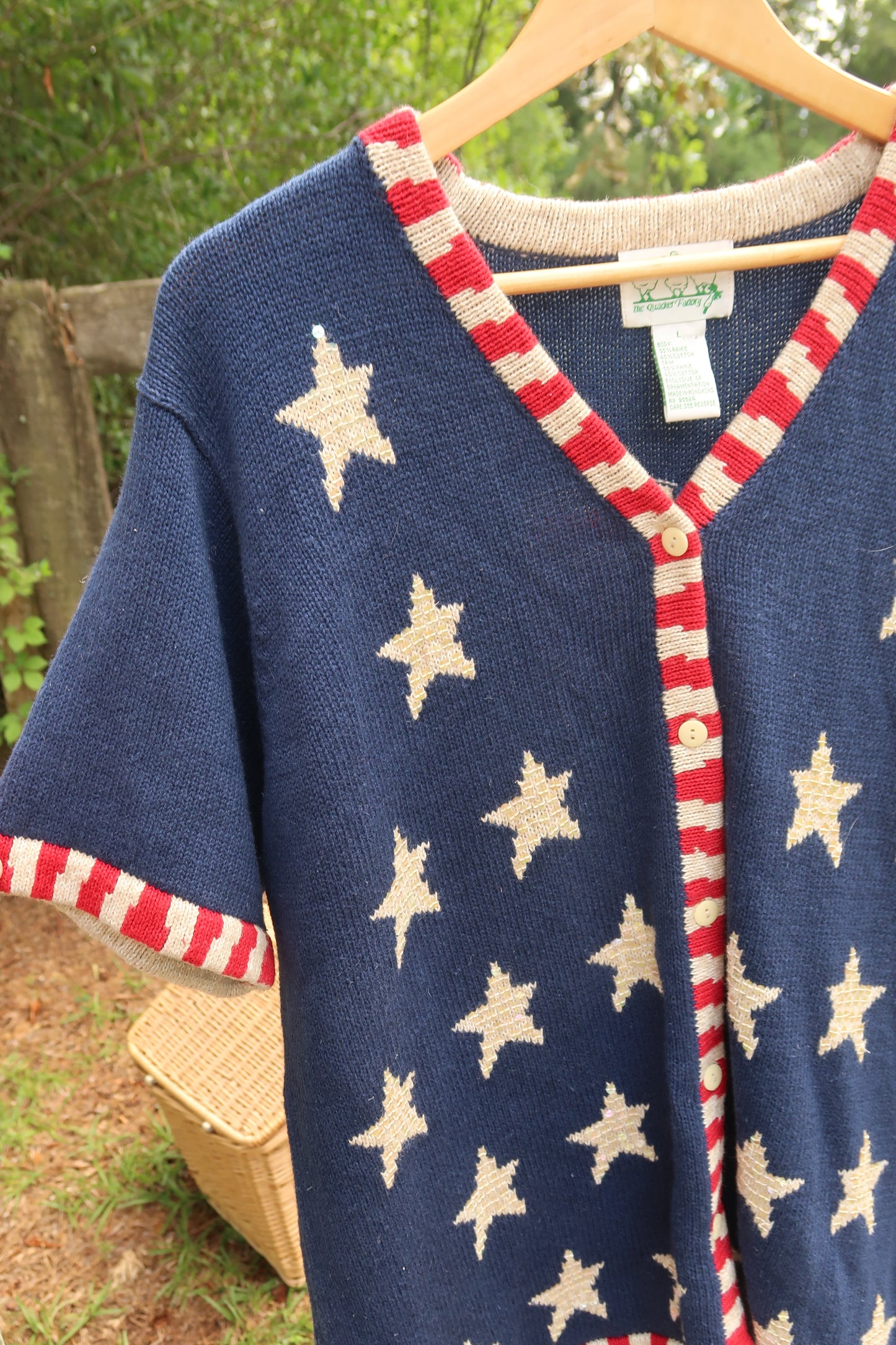 Vintage American Flag Knit Blouse (L)