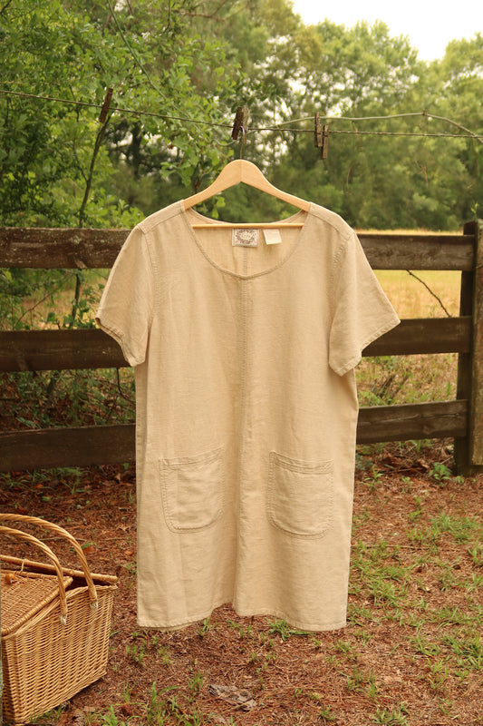 Vintage Linen/Cotton Blend Dress (XL)