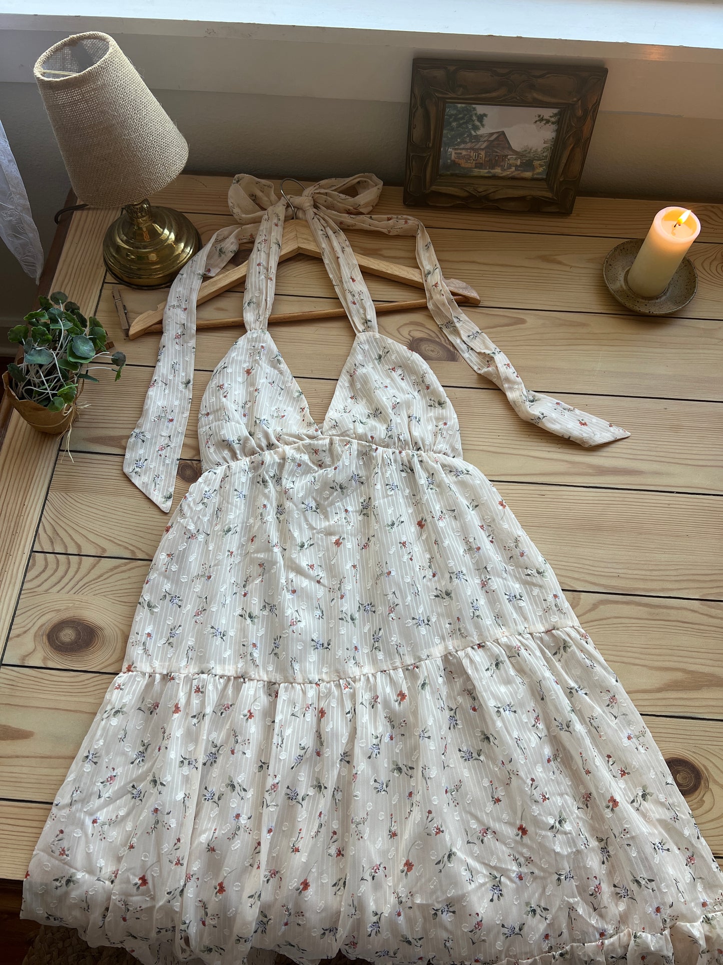 Cream Floral Dress (S)