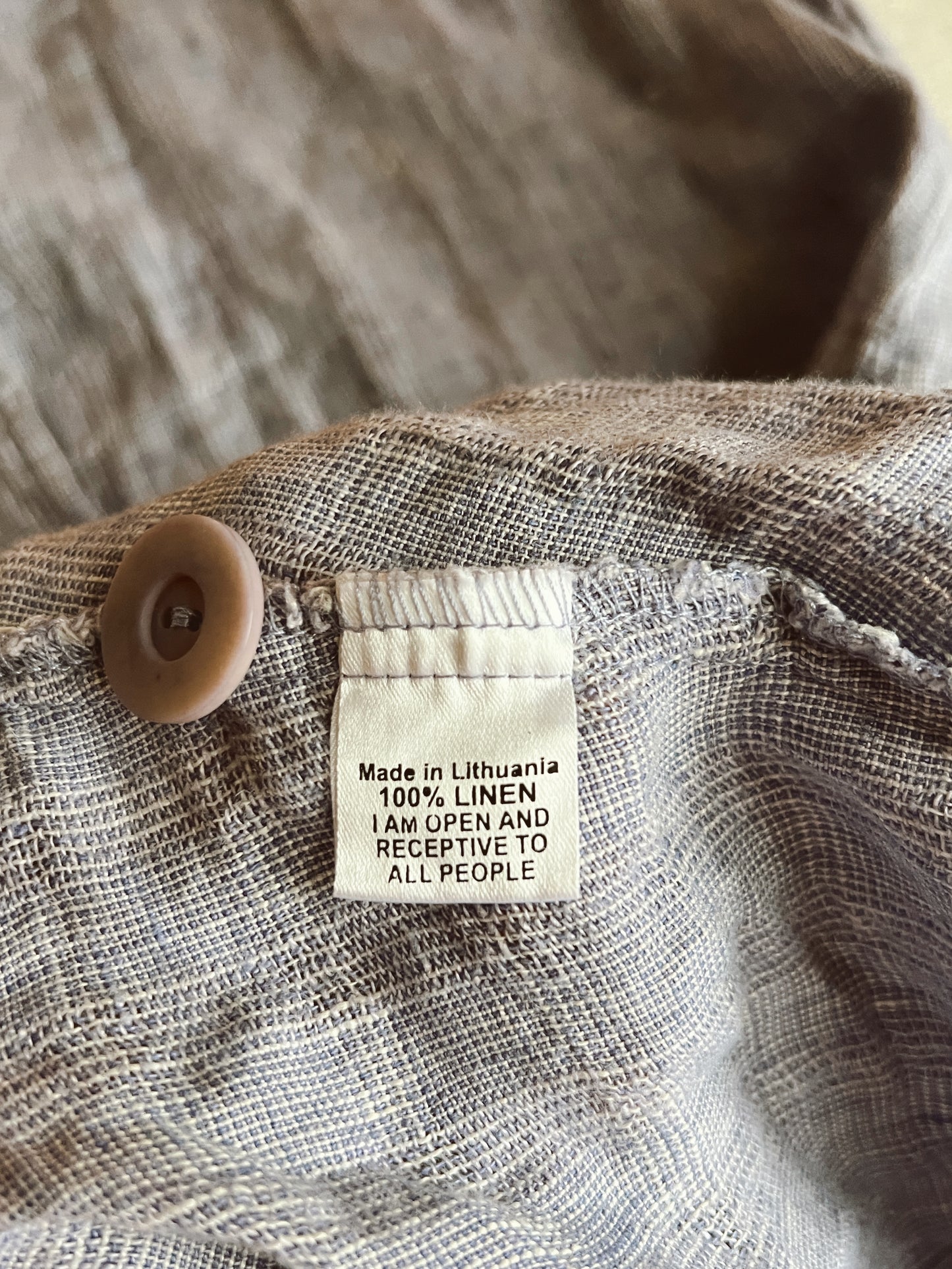 Vtg Flax Linen Dress (M)