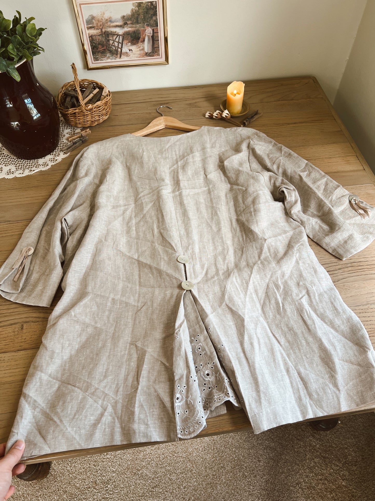 Gorgeous Upcycled Linen Blouse (XL)