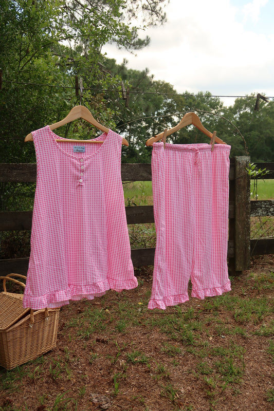Vintage Gingham PJ Set (L)